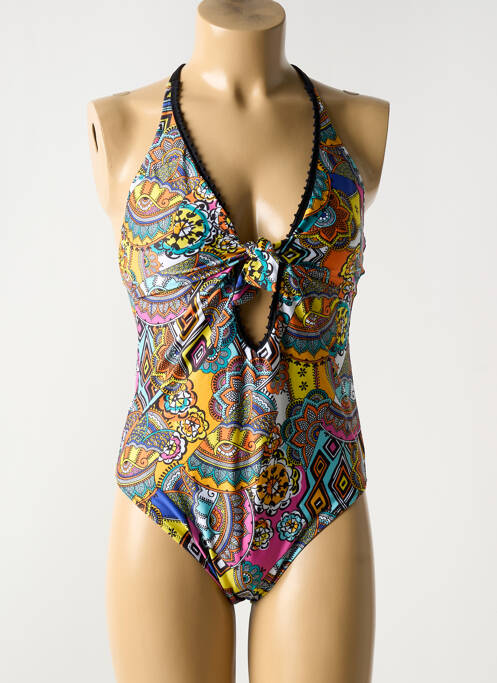 Maillot de bain 1 pièce imprimé fantaisie haut soutien-gorge balconnet noir ANTIGEL femme