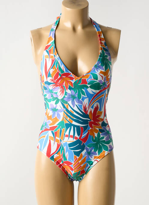 Maillot de bain 1 pièce effet matière satinée haut soutien-gorge balconnet bleu ANTIGEL femme
