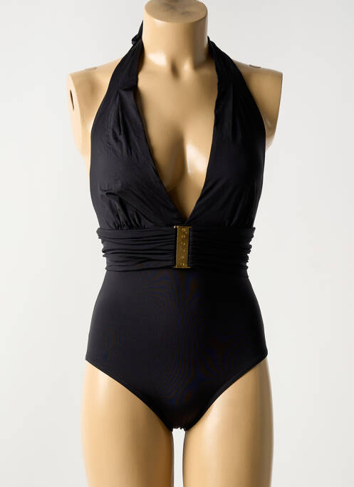 Maillot de bain 1 pièce effet matière satinée haut soutien-gorge balconnet noir NICOLE OLIVIER femme