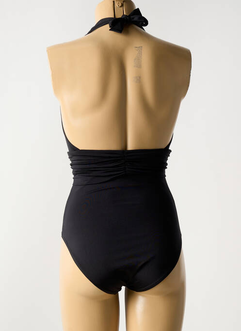 Maillot de bain 1 pièce effet matière satinée haut soutien-gorge balconnet noir NICOLE OLIVIER femme