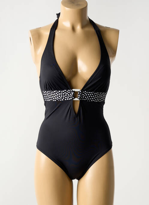 Maillot de bain 1 pièce effet matière satinée haut soutien-gorge balconnet noir ANTIGEL femme