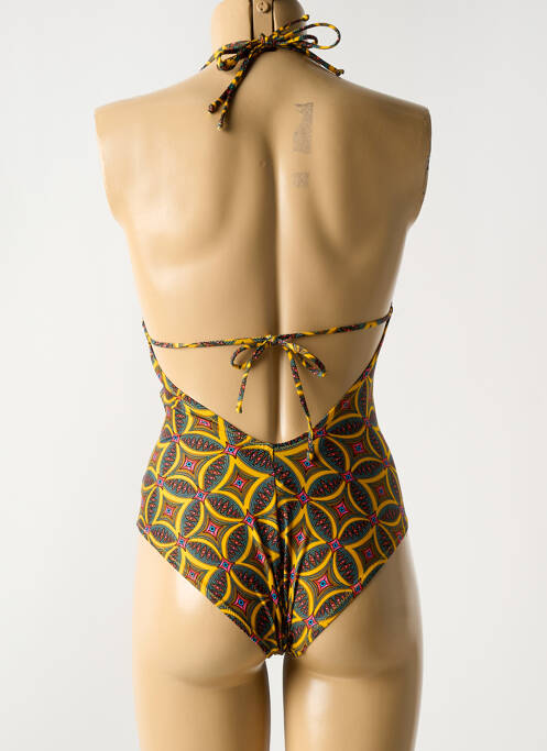 Maillot de bain 1 pièce effet matière satinée haut soutien-gorge avec mousse de rembourrage amovible jaune ANTIGEL femme