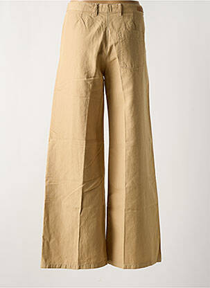 Pantalon large fermeture zippée sous rabat boutonné taille haute beige HAPPY femme