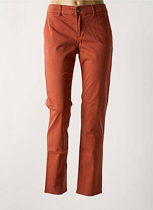 Pantalon chino tissage popeline taille normale orange HAPPY femme
