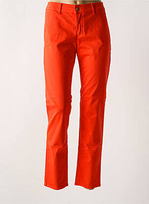Pantalon chino tissage popeline taille normale orange HAPPY femme