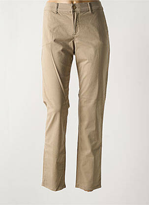 Pantalon chino tissage popeline taille normale marron HAPPY femme