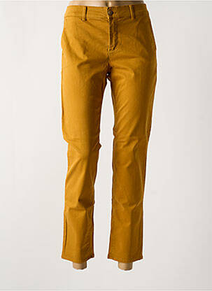 Pantalon chino tissage popeline taille normale jaune HAPPY femme
