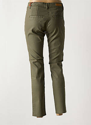 Pantalon chino fermeture zippée sous rabat boutonné vert HAPPY femme