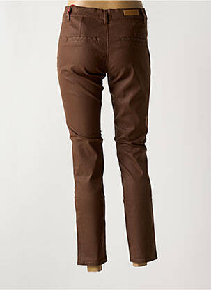 Pantalon chino fermeture zippée sous rabat boutonné marron HAPPY femme