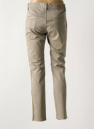 Pantalon chino broderie galons latéraux taille normale gris HAPPY femme
