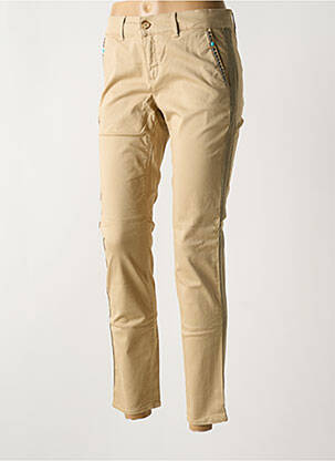 Pantalon chino tissage popeline taille normale beige HAPPY femme