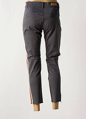 Pantalon chino broderie galons latéraux taille normale gris HAPPY femme