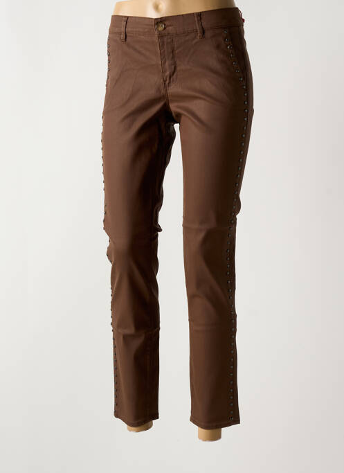 Pantalon chino marron HAPPY pour femme