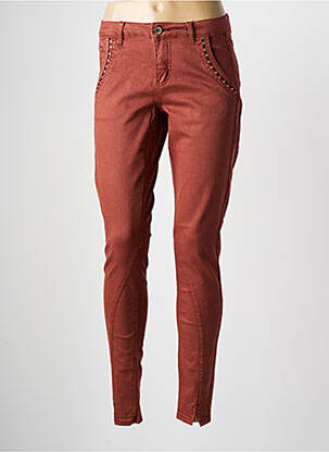 Pantalon slim tissage popeline taille normale rouge CREAM femme