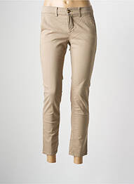 Pantalon chino tissage popeline taille normale beige HAPPY femme