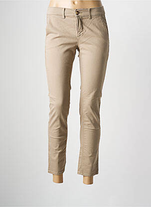 Pantalon chino tissage popeline taille normale beige HAPPY femme