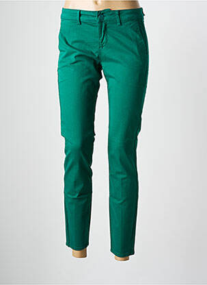 Pantalon chino tissage popeline taille normale vert HAPPY femme