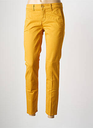 Pantalon chino tissage popeline taille normale jaune HAPPY femme