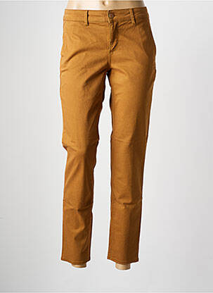Pantalon chino tissage popeline taille normale marron HAPPY femme
