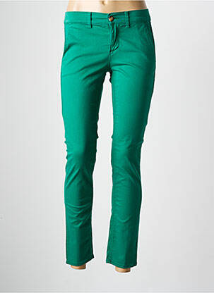 Pantalon chino tissage popeline taille normale vert HAPPY femme