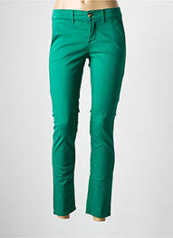 Pantalon chino tissage popeline taille normale vert HAPPY femme