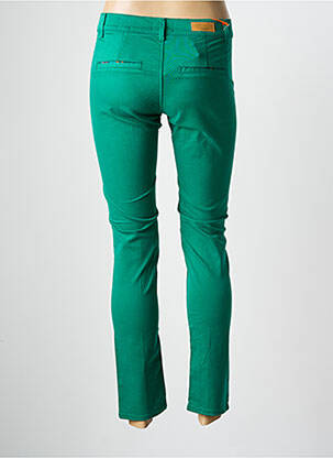 Pantalon chino tissage popeline taille normale vert HAPPY femme