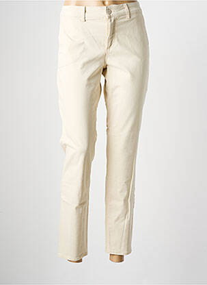 Pantalon chino tissage popeline taille normale beige HAPPY femme