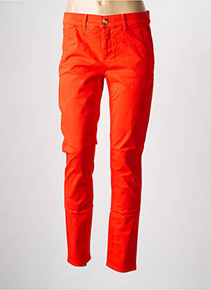 Pantalon chino tissage popeline taille normale orange HAPPY femme