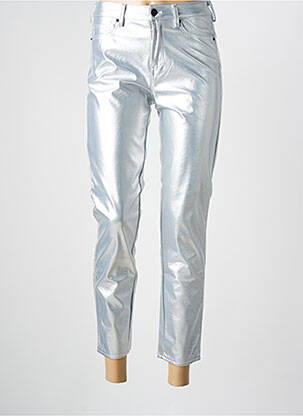 Pantalon 7/8 fermeture zippée sous rabat boutonné taille normale argent FIVE femme