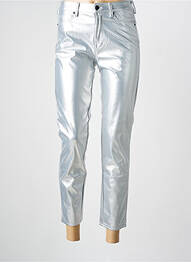 Pantalon 7/8 fermeture zippée sous rabat boutonné taille normale argent FIVE femme