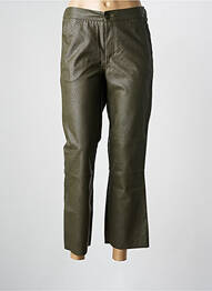 Pantalon droit fermeture zippée sous rabat boutonné taille normale vert FIVE femme