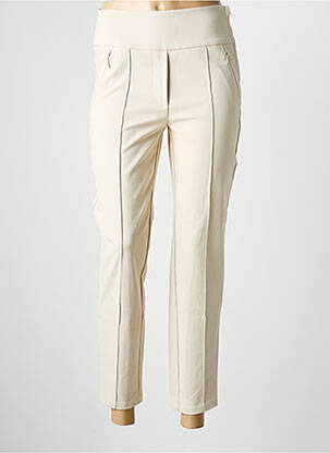 Pantalon slim tissage popeline taille normale beige YAYA femme