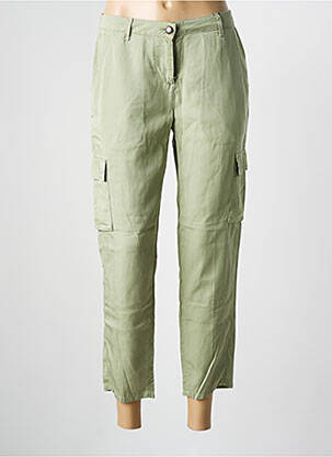 Pantalon 7/8 tissage popeline taille normale vert MAYJUNE femme