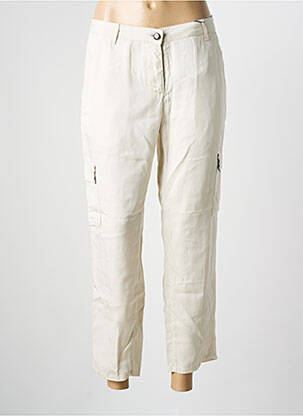 Pantalon 7/8 tissage popeline taille normale beige MAYJUNE femme