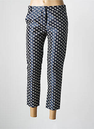 Pantalon 7/8 fermeture zippée sous rabat avec crochet bleu LA PETITE FRANCAISE femme