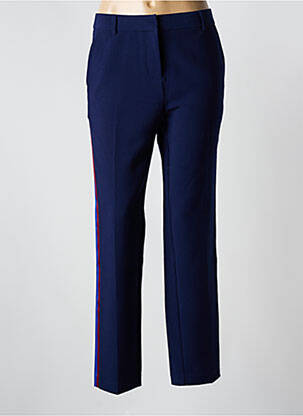 Pantalon chino broderie galons latéraux taille normale bleu IDANO femme