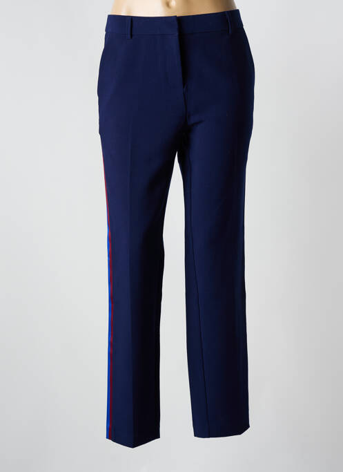 Pantalon chino broderie galons latéraux taille normale bleu IDANO femme