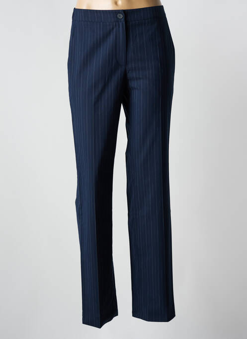 Pantalon chino fermeture zippée sous rabat boutonné taille haute bleu HANA SAN femme