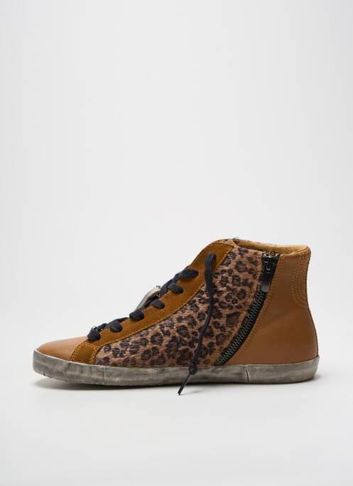Baskets fermeture zip et lacets talon plat jusqu'à 3cm marron ZERO CENTCINQ femme