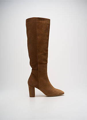 Bottes nubuck talon de 7 à 9cm marron IDANO femme