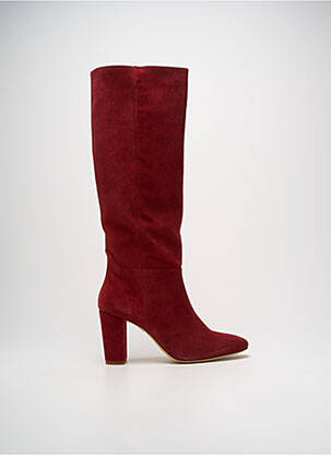 Bottes nubuck talon de 7 à 9cm rouge IDANO femme