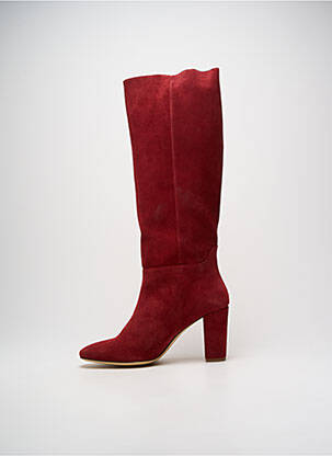Bottes nubuck talon de 7 à 9cm rouge IDANO femme