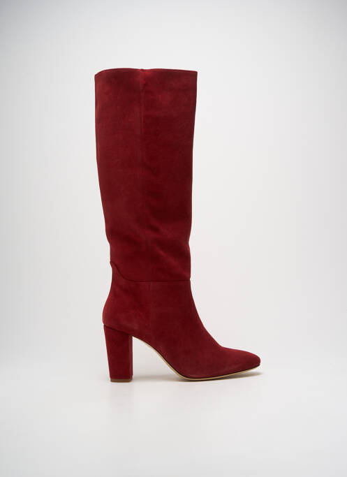 Bottes nubuck talon de 7 à 9cm rouge IDANO femme