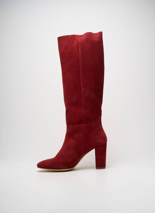 Bottes nubuck talon de 7 à 9cm rouge IDANO femme
