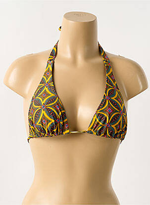 Haut de maillot de bain stretch haut triangles jaune ANTIGEL femme