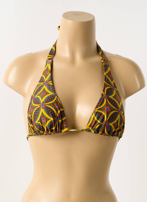 Haut de maillot de bain stretch haut triangles jaune ANTIGEL femme