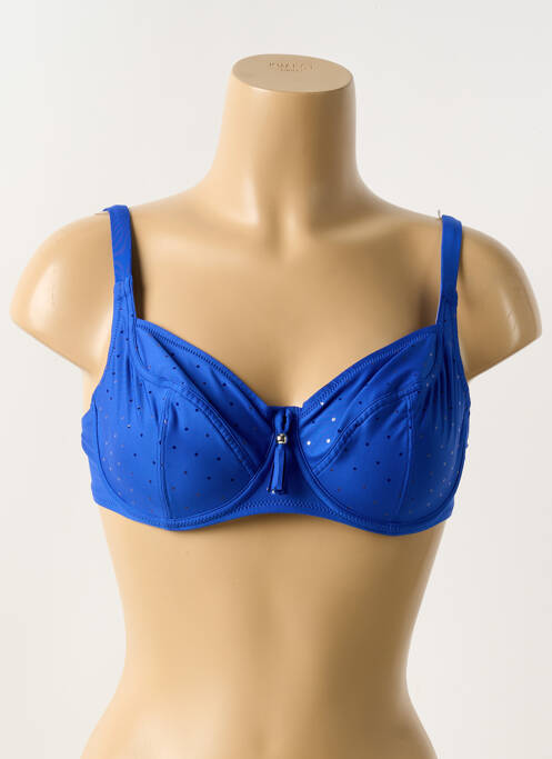 Haut de maillot de bain stretch haut soutien-gorge emboitant bleu ANTIGEL femme