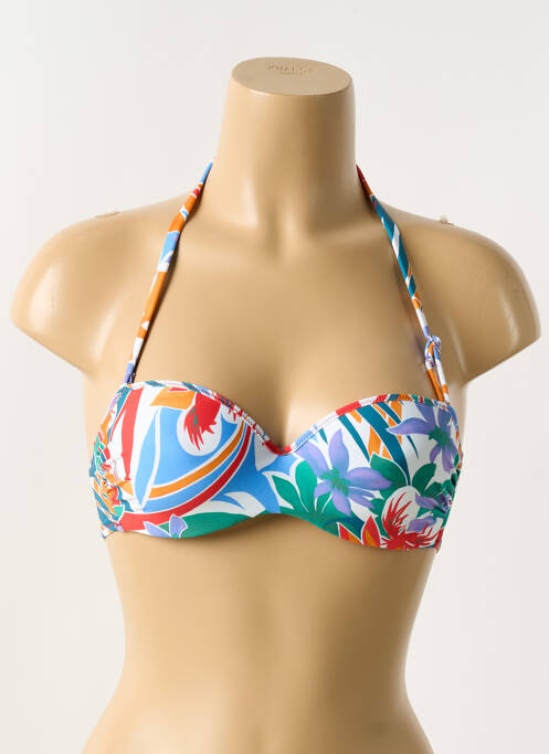Haut de maillot de bain stretch haut bandeau bleu ANTIGEL femme