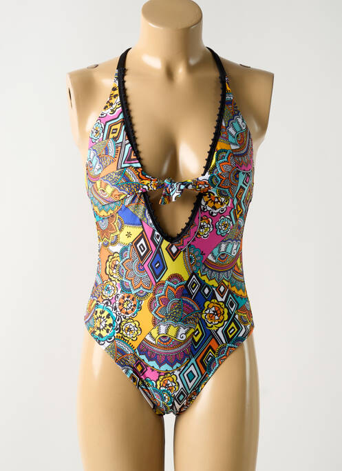 Maillot de bain 1 pièce imprimé fantaisie noir ANTIGEL femme