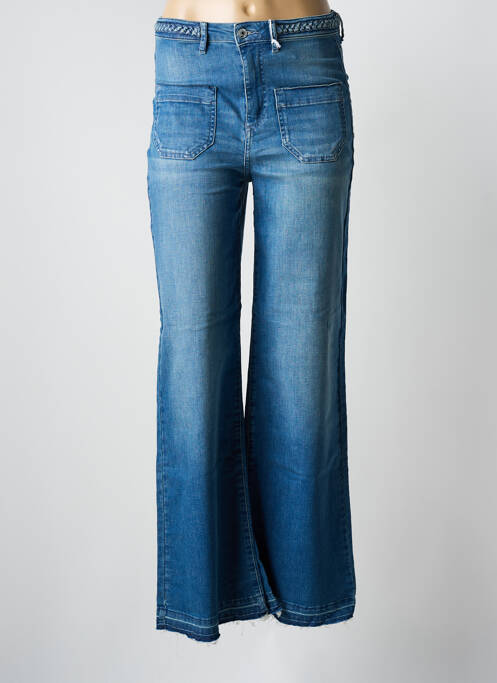 Jeans coupe large stretch taille normale bleu HAPPY femme